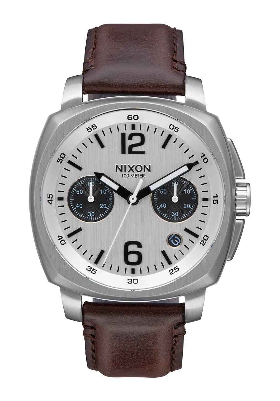 Nixon The Charger Chrono Leather Silver / Brown A1073-1113