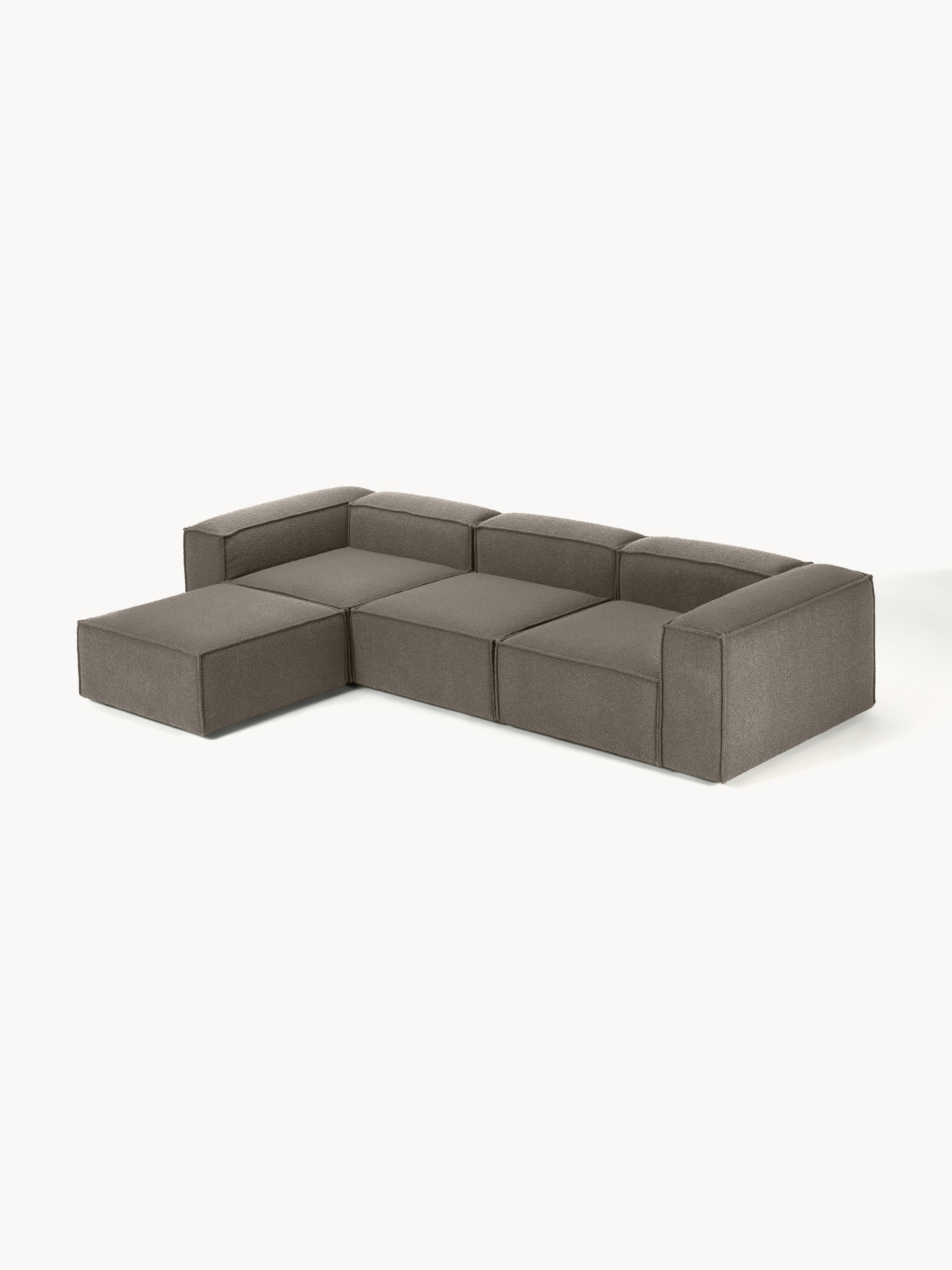 Lennon modulaire bank (4-zits) in bouclé met poef (links/rechts)