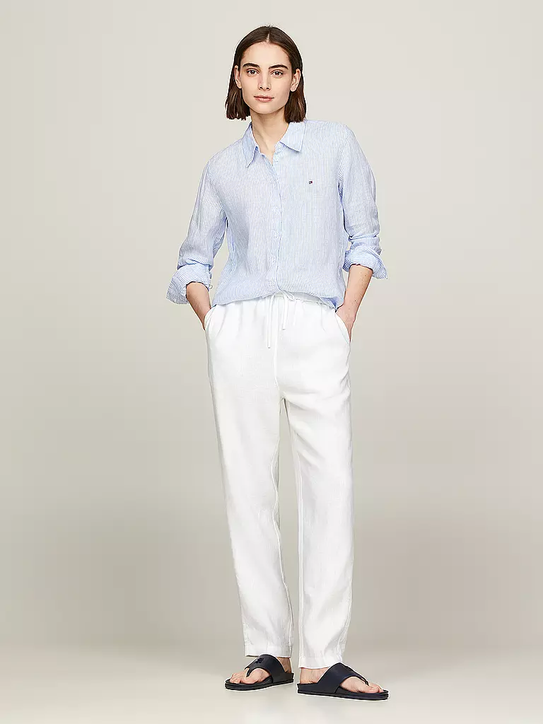 TOMMY HILFIGER Leinenhose Jogging Fit weiss