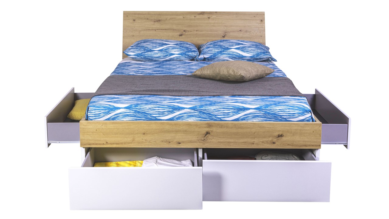 Opbergbed Mundi met laden artisan oak/white
