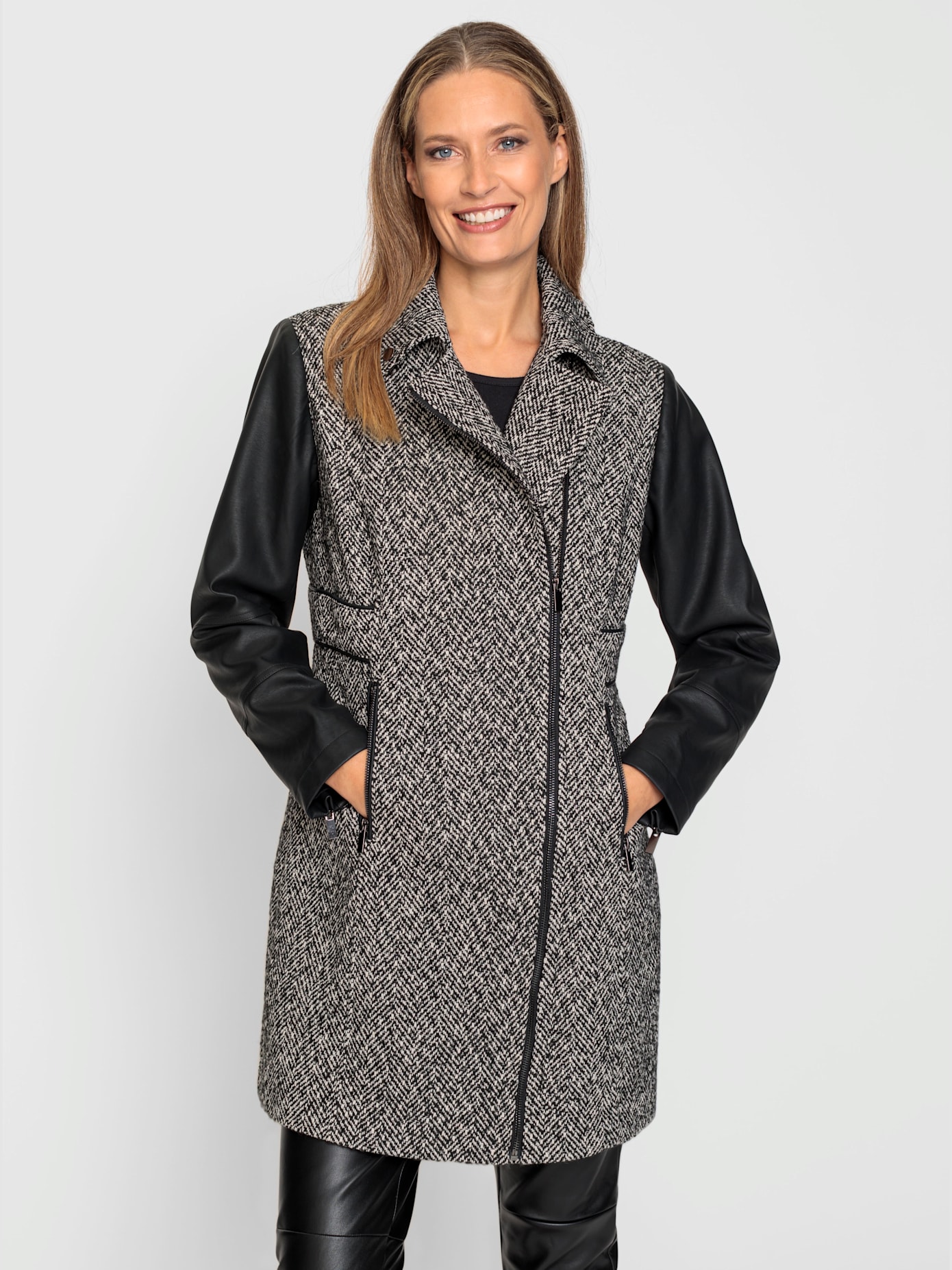 Veste mélange de matières tendance