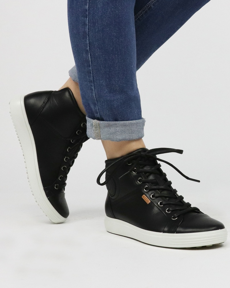 Ecco Soft 7 Hoge sneakers  - zwart