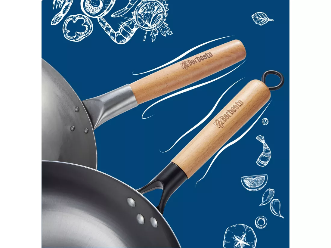 Ensemble wok en acier au carbone - Ø36 cm
