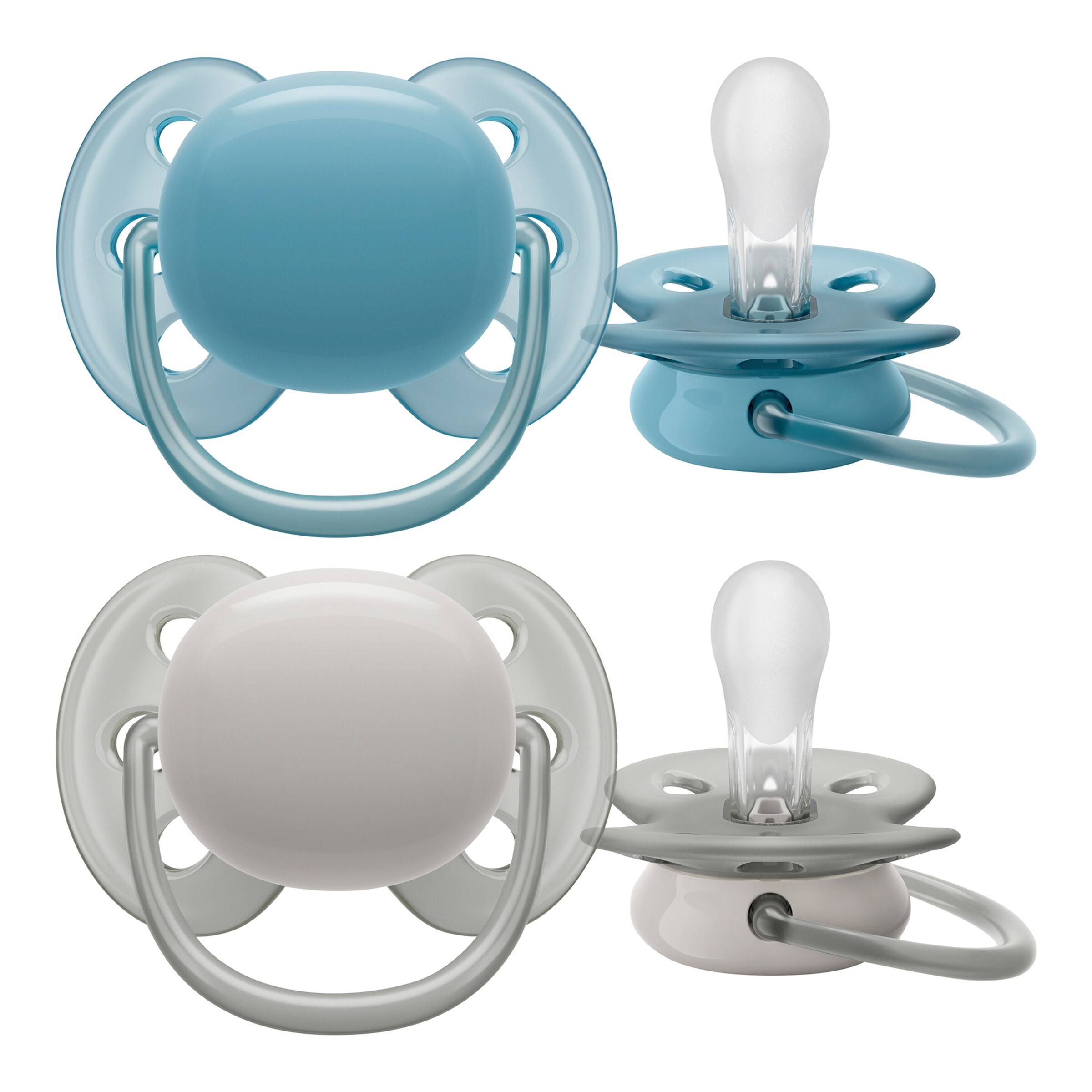 Philips Avent 2er-Pack Schnuller ultra soft, 6-18M blau/grau