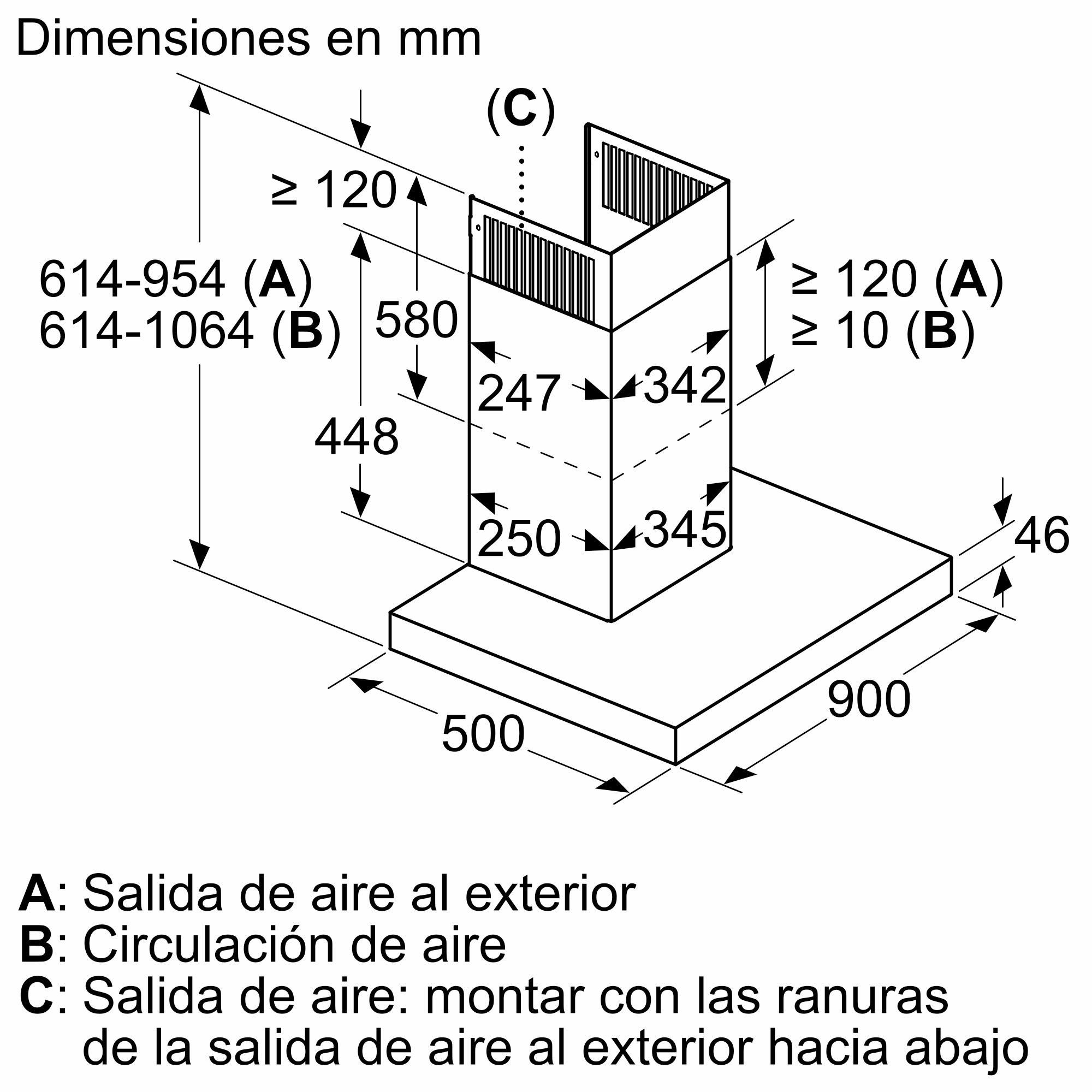 Coifa de parede decorativa Série 6, 90 cm, aço inoxidável, DWB97CM50