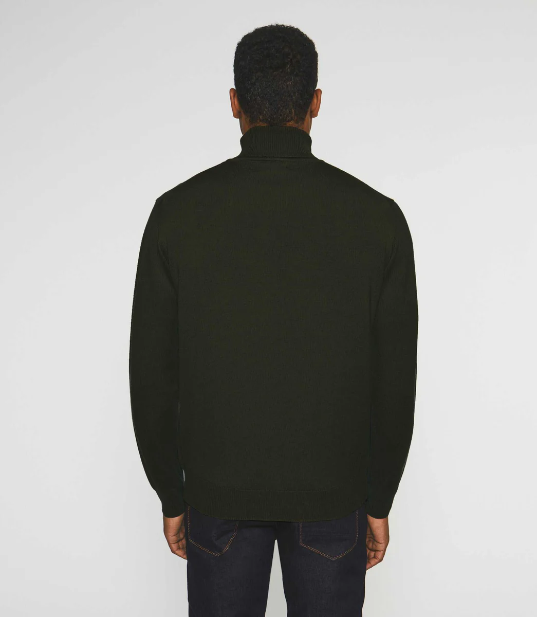 Pull col roulé en laine kaki BRUNO