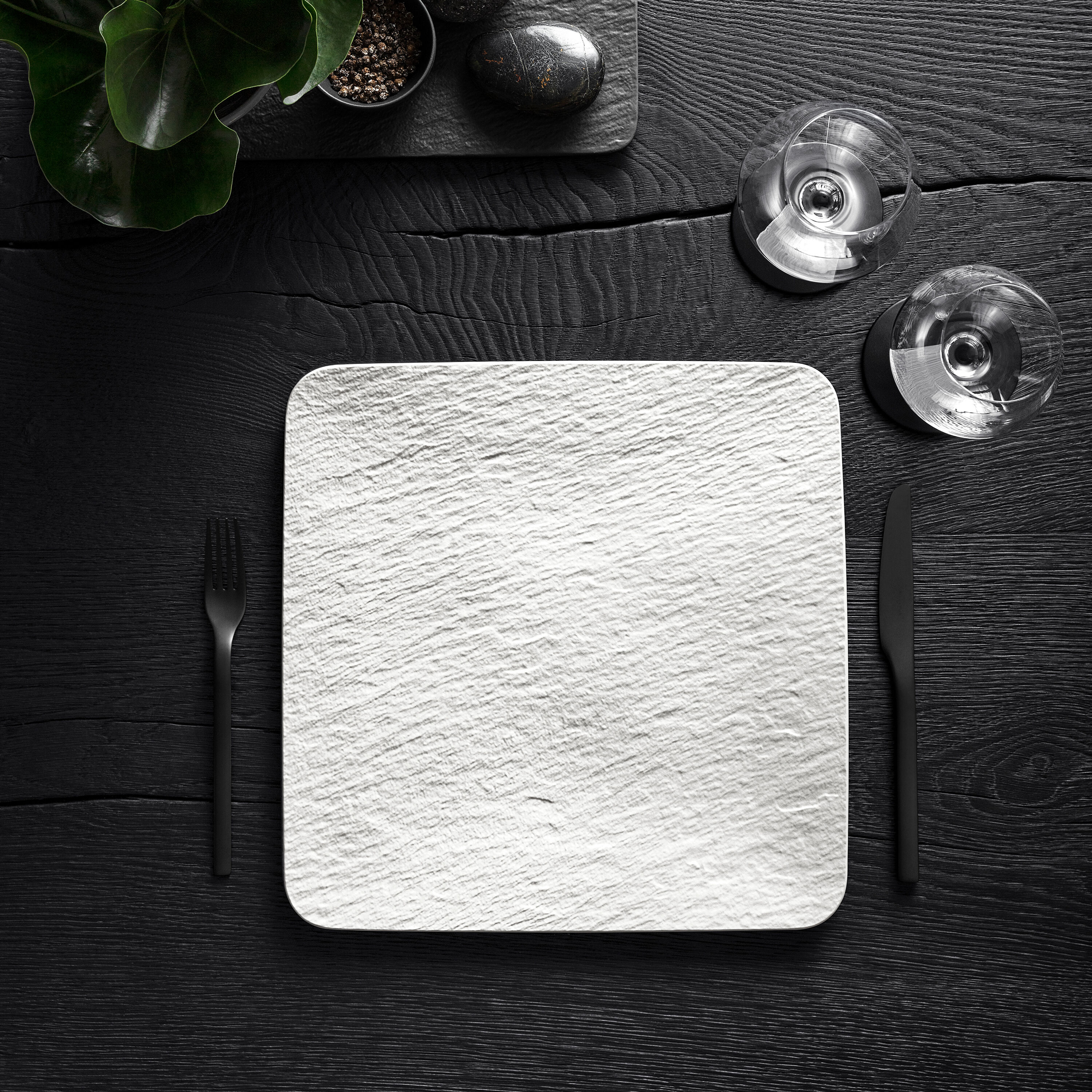 Manufacture Buffet plate White, 12.7'' x 12.7'', Premium Porcelain