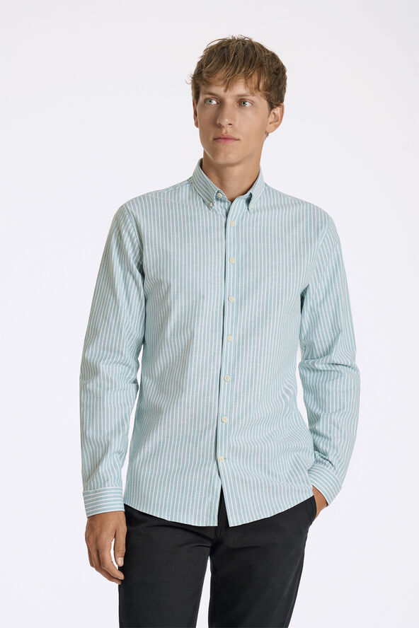 Lindbergh Striped superflex oxford L/S Mint