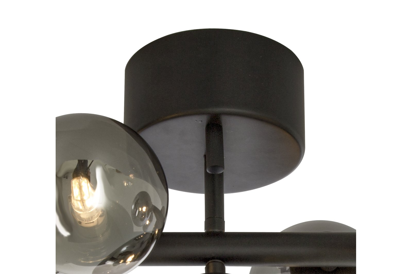 Molekyl taklampe Sort metall med sotet glass.
