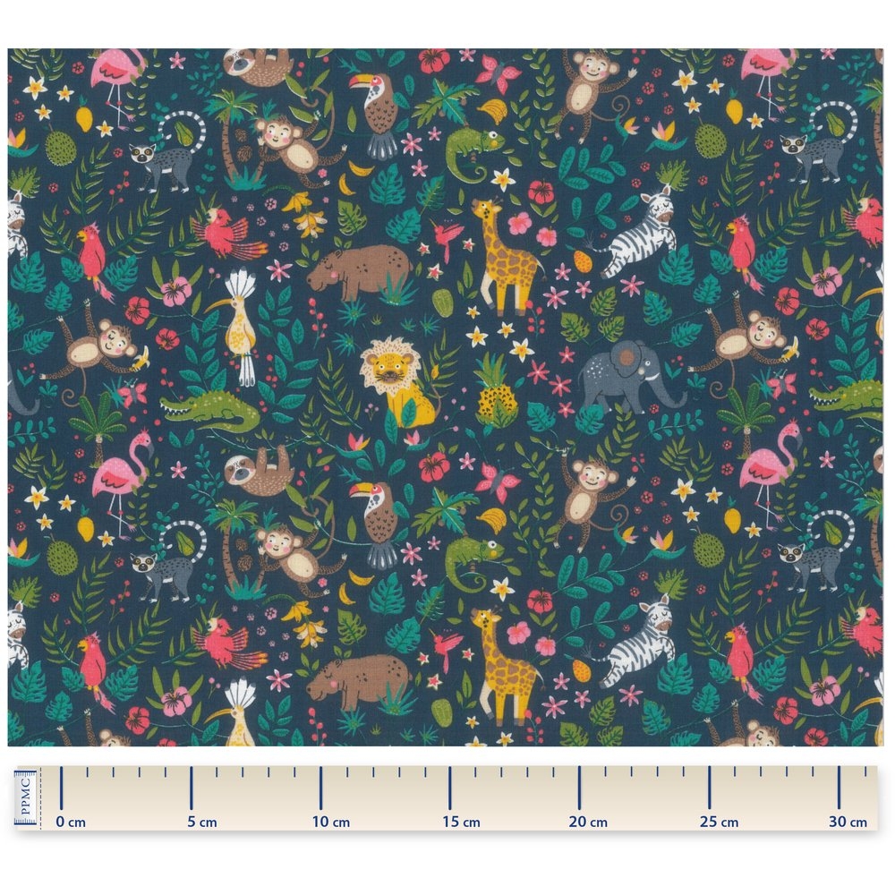 Coupon Tissu 1 M Animaux Exotiques Fond Marine Ex1093