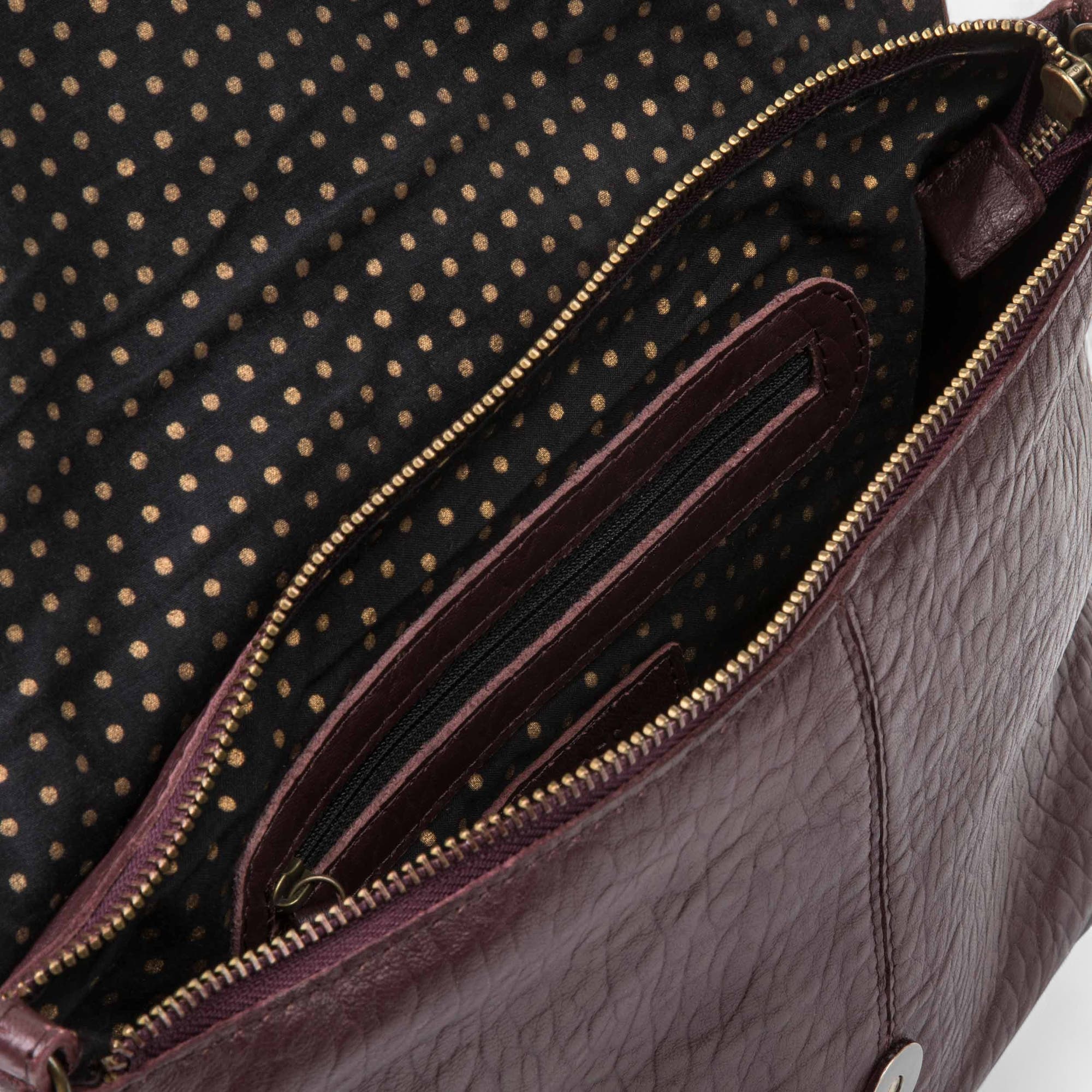Sac bandoulière en cuir bordeaux