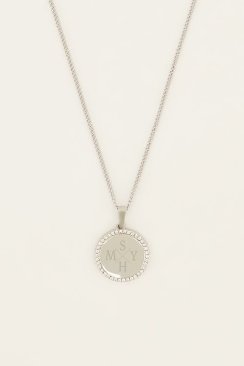 Atelier lange ketting met ronde strass bedel