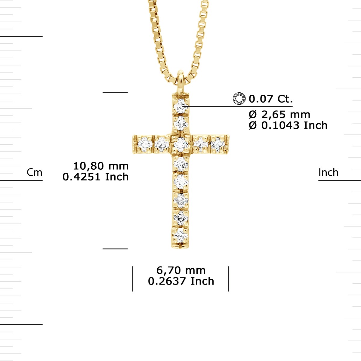 Collier CROSS Diamants 0,070 Cts Or Jaune