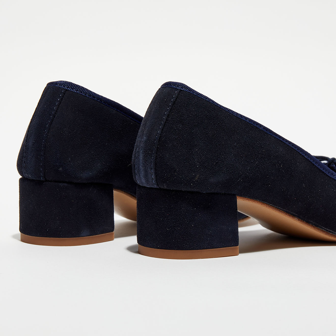 Quartier Latin Ballerines trotteurs en Velours de Cuir Diane bleu marine - Talon 4 cm