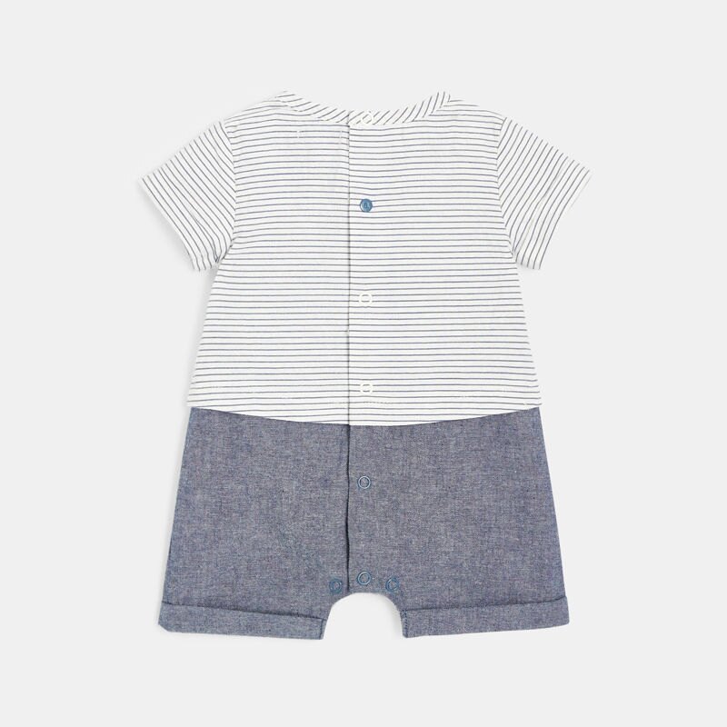 Combinaison effet 2 en 1 bébé garçon en coton bleu Absorba Bleu