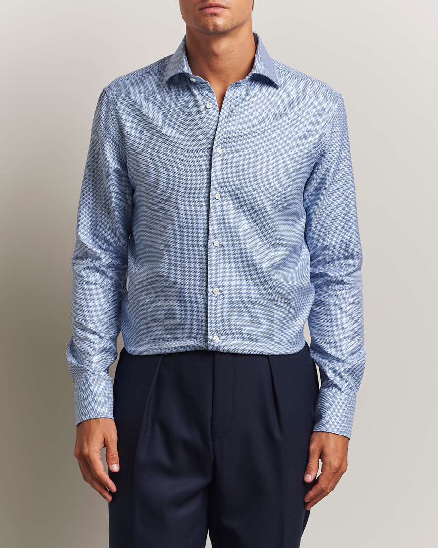 Stenströms Regular Fit Diagonal Cut Away Shirt Blue