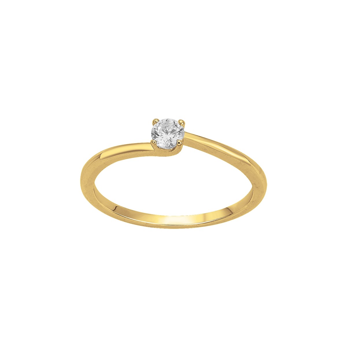 Bague en Plaqué Or avec oxyde de zirconium blanc