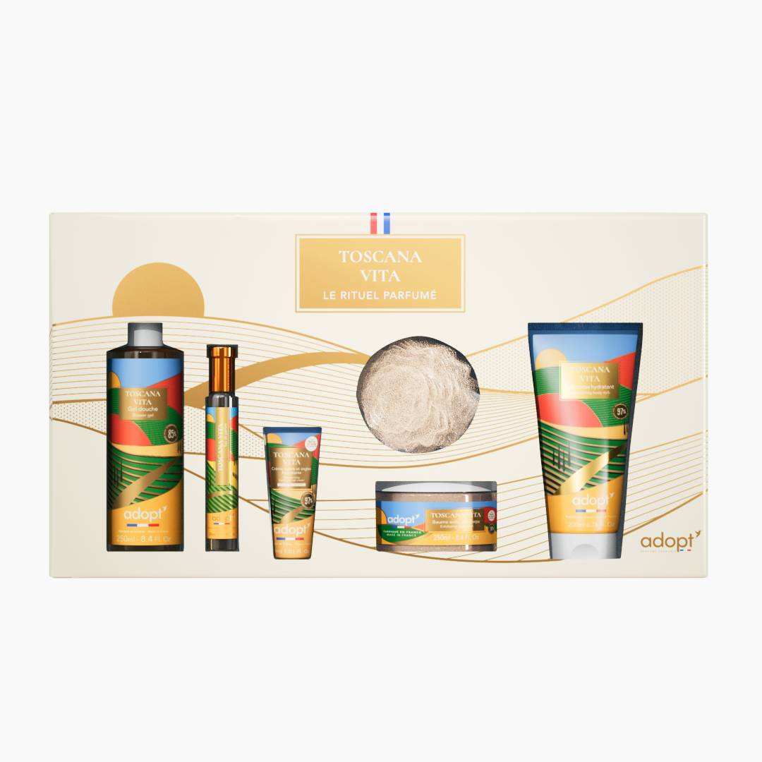 Toscana vita - Coffret maxi eau de parfum 30ml + gel douche 250ml + lait corps 200ml + Crème mains 30ml + gommage 250ml + fleur de bain