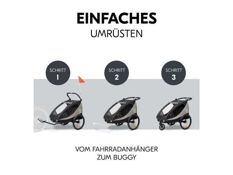 Hauck Veloanhänger Dryk Duo Plus Schwarz Veloanhänger für 2 Kinder