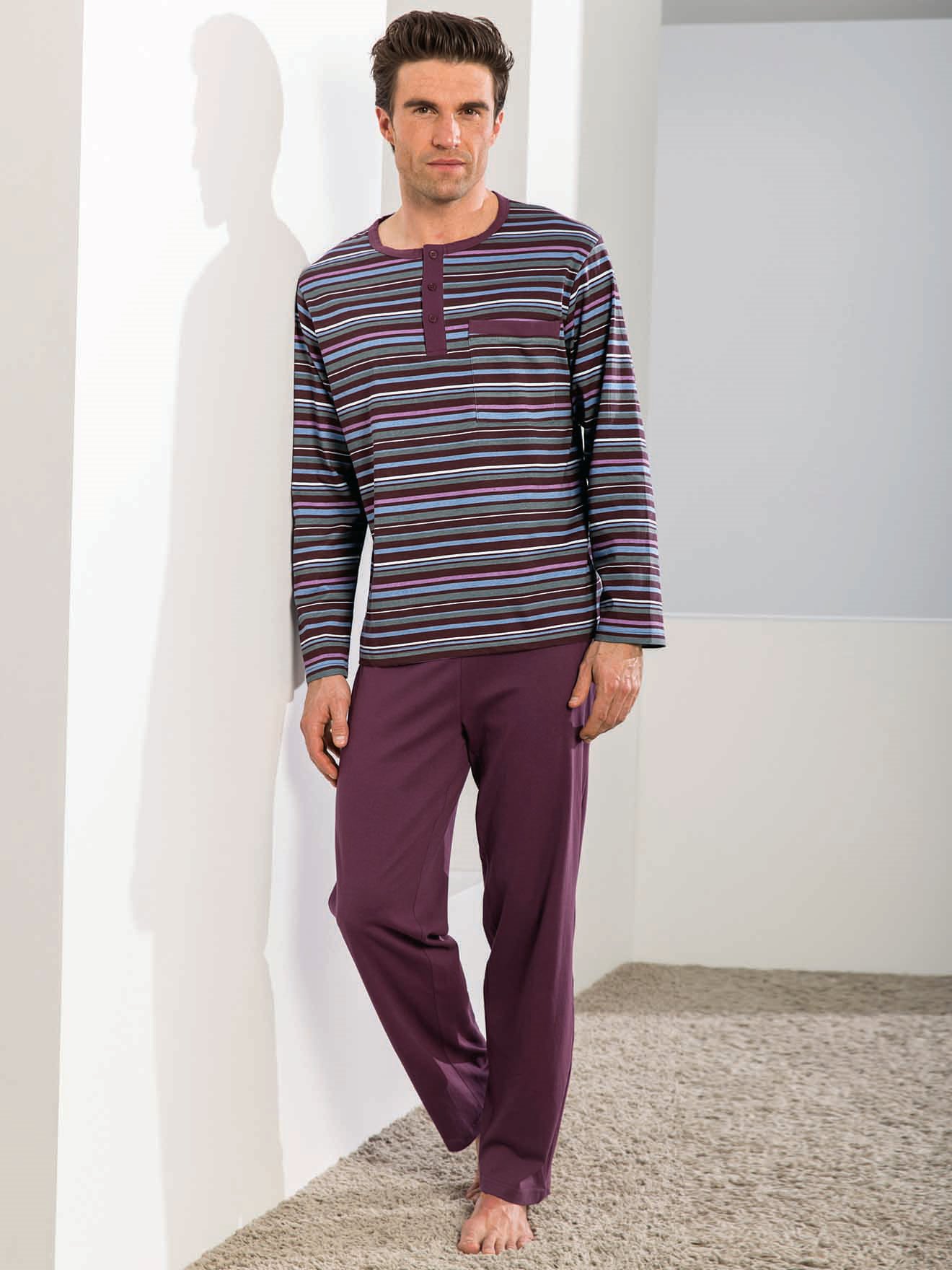 Pyjama rayé pur coton peigné