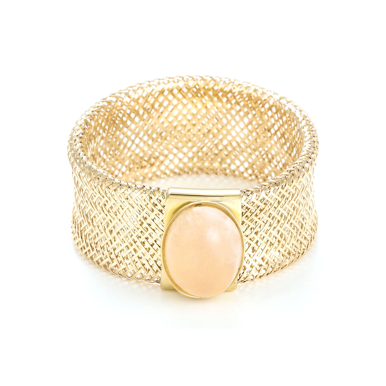 Instant d'Or Bague ajustable Flamboyant Quartz rose or jaune