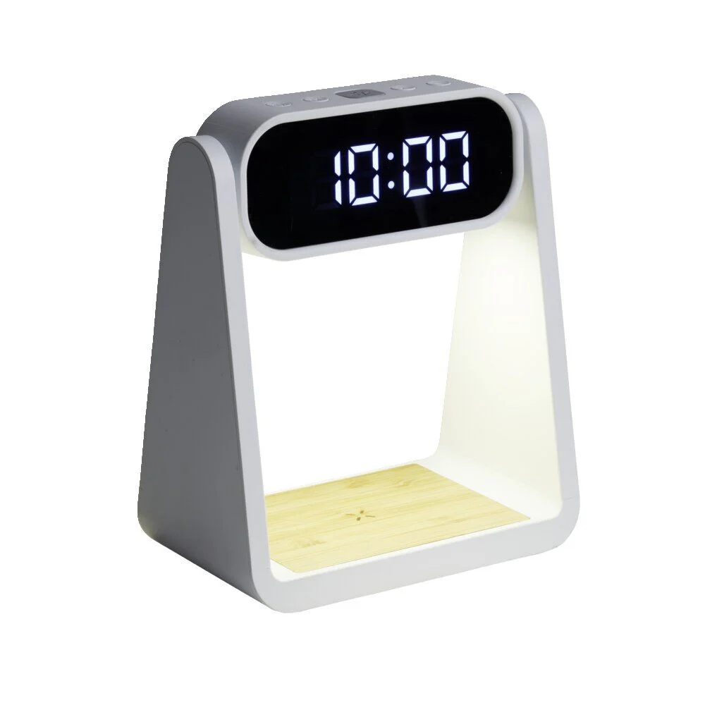 Lampe LED 3en1 horloge numérique et chargeur à induction