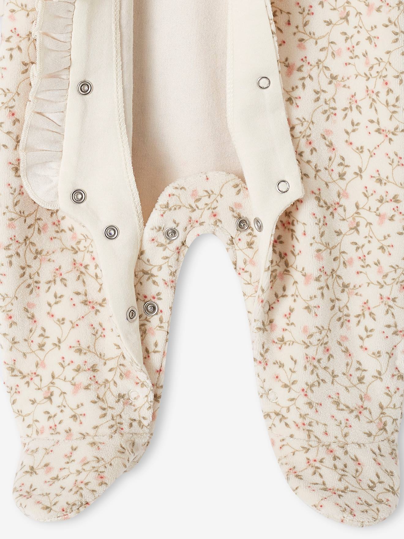 Conjunto com 2 macacões de veludo cru para bebê menina