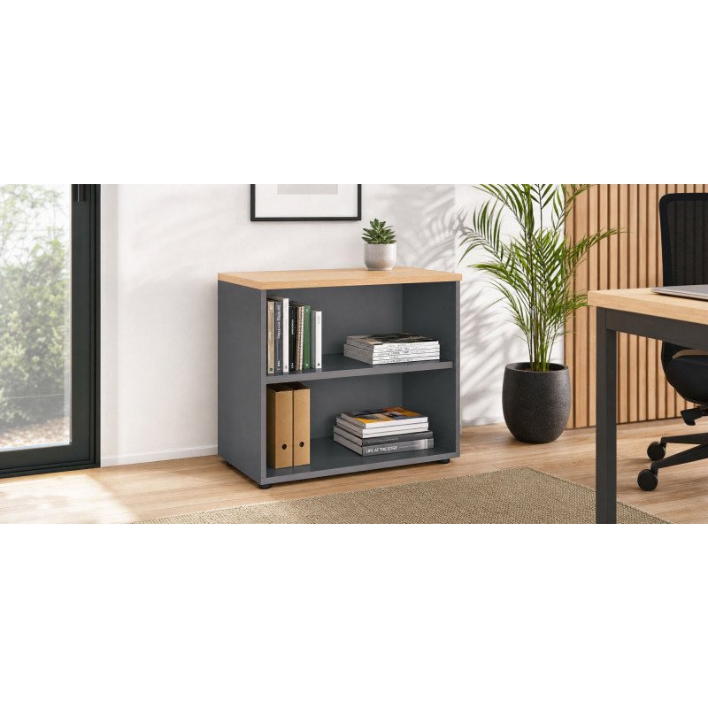 Bibliothèque basse hauteur bureau Eden dessus Chêne clair