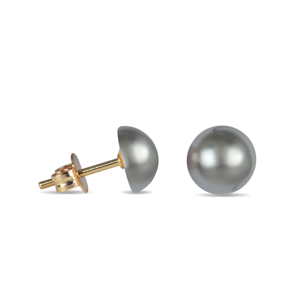 Boucles d'oreille plaqué or cabochon perle d'imitation grise