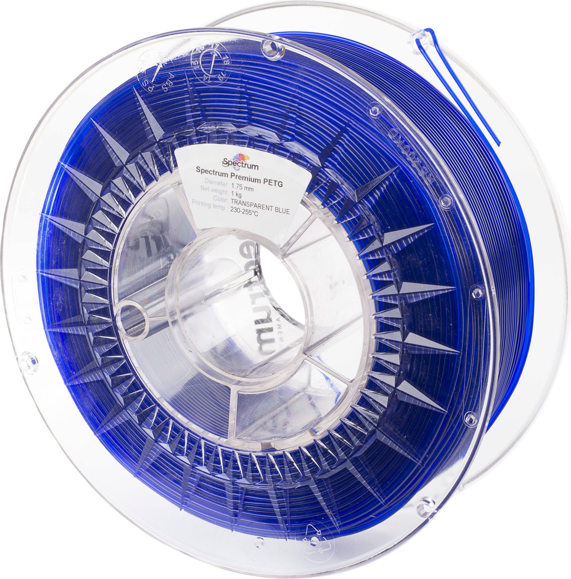 Spectrum  PETG Premium Transparent Blue, 1,75 mm / 1000 g    Vielfältiges Filament mit hoher Transparenz & Temperaturbeständigkeit