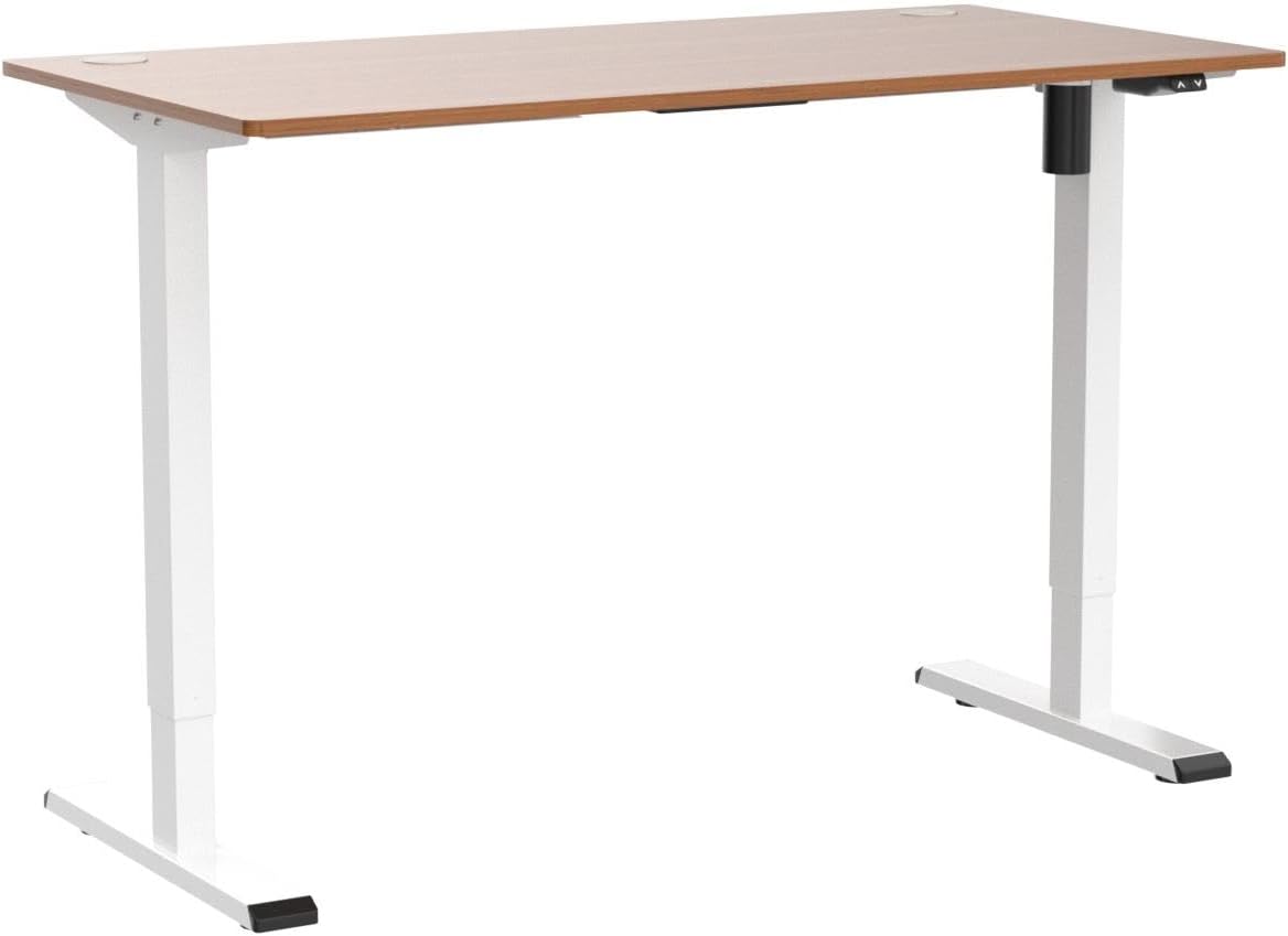 FlexiSpot Höhenverstellbarer Schreibtisch Basic–Mit Kabelmanagement, Haken und EINTEILIGER Tischplatte, Ergonomischer Homeoffice-Tisch, Bürotisch (120x60cm, Ahorn)