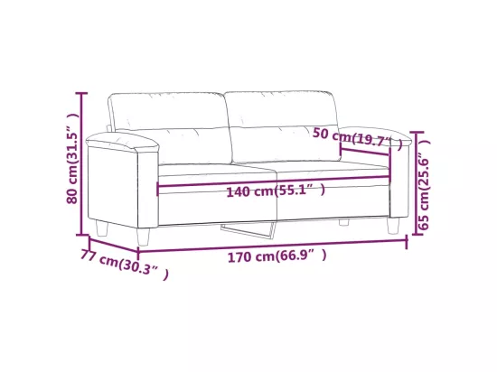 Canapé à 2 places Beige 140 cm Tissu microfibre