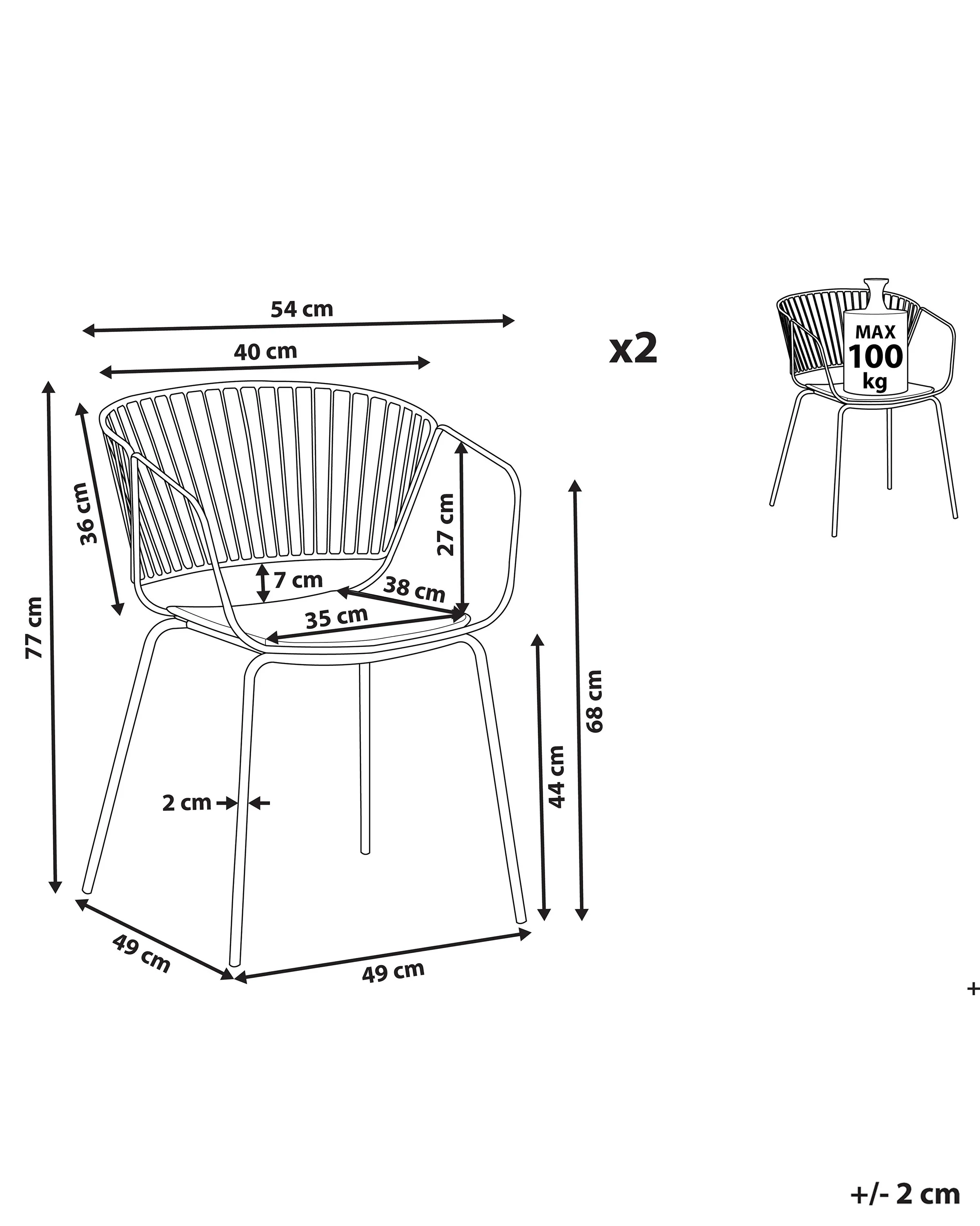 Set van 2 eetkamerstoelen RIGBY Metaal Beige
