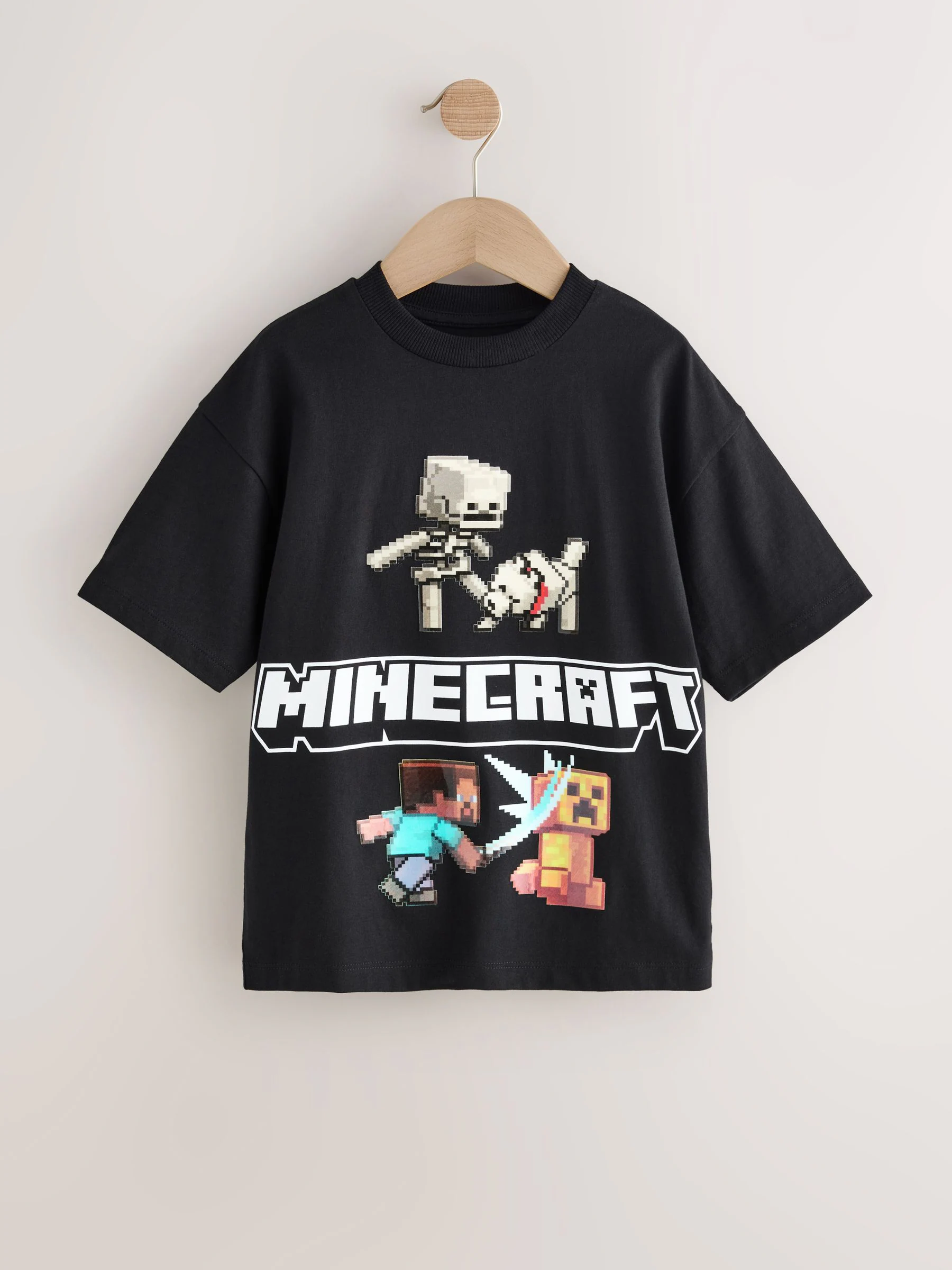 Zwarte Gel Print - Minecraft T-shirt (3-16jr)