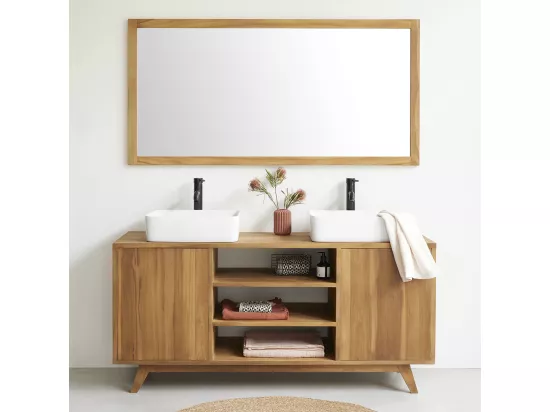 Meuble de salle de bain en teck massif 160 cm