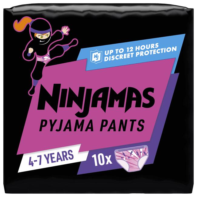 Ninjamas Pants Luierbroekjes Meisje Maat 7 4-7 Jaar 10 Stuks