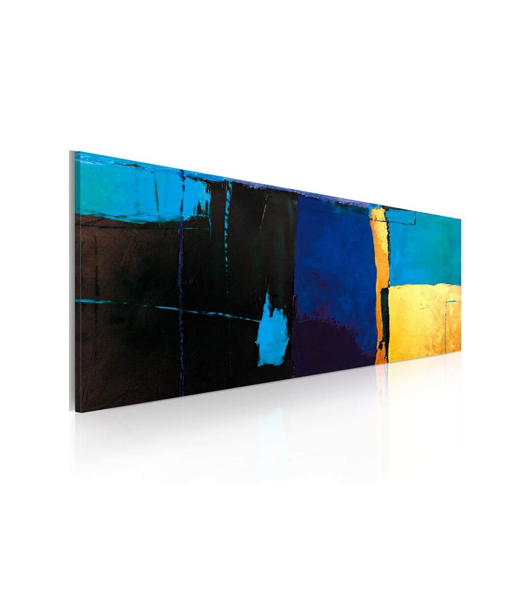 Paris Prix - Tableau Peint à La Main la Fascination Pour La Couleur Bleue 40x100cm