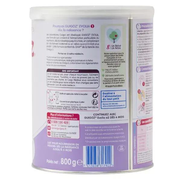 Guigoz Evolia A2 Lait 1er Age 800g