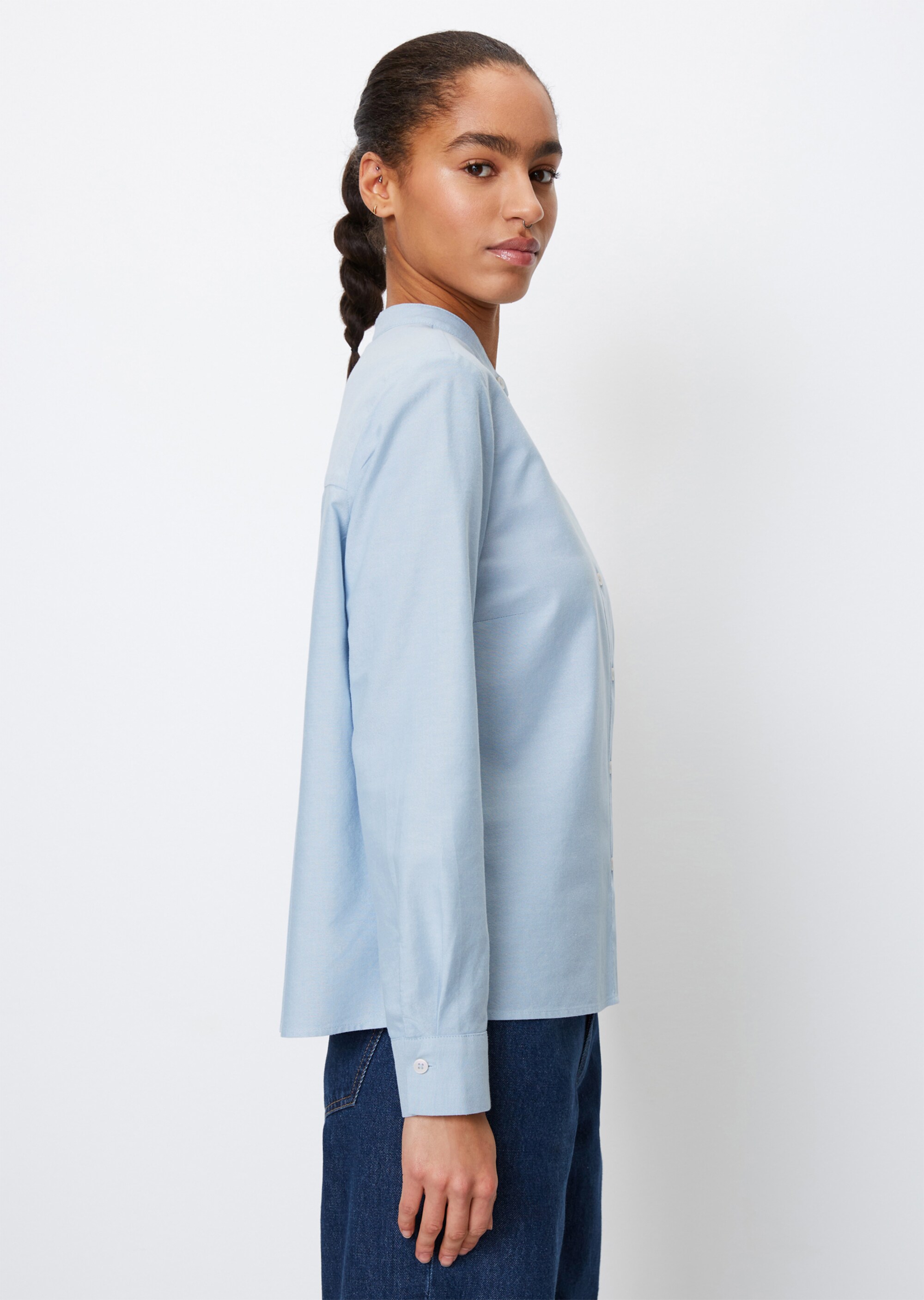 Bluse mit Falten-Detail regularaus Oxford-Qualität
