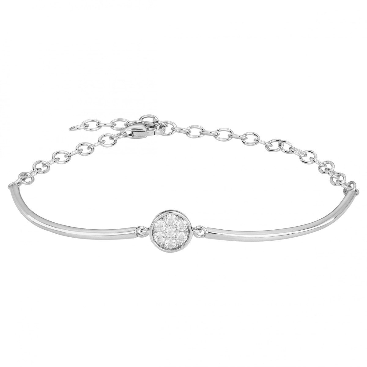 Bracelet semi-rigide en Argent avec oxyde de zirconium blanc
