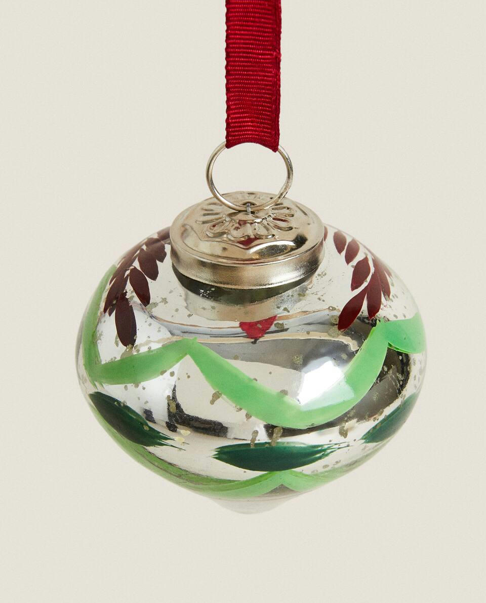 Pião giratório de vidro mercurizado para decoração de Natal