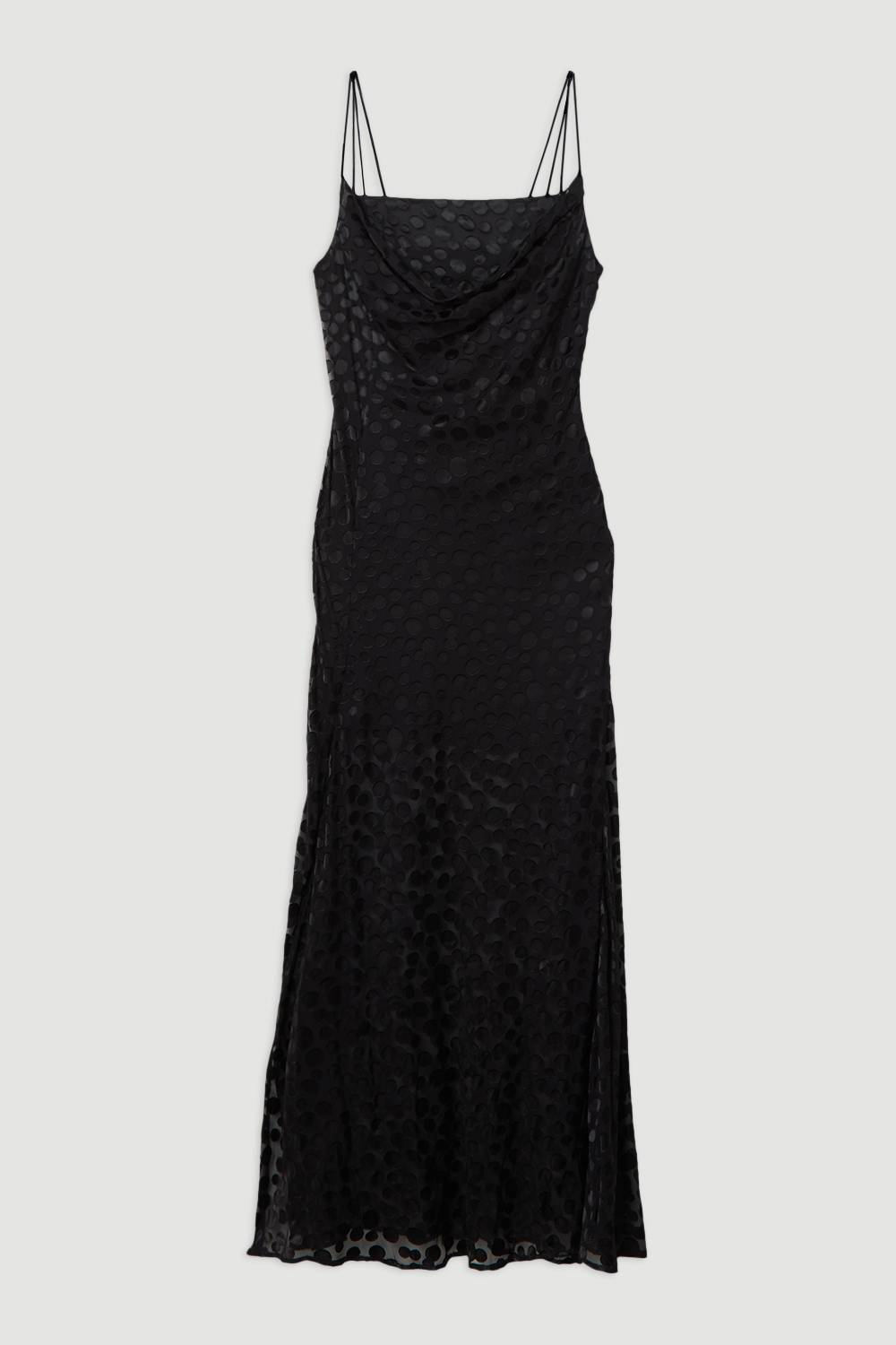 KarenMillen Petite robe maxi en devoré tissée à pois avec fines bretelles