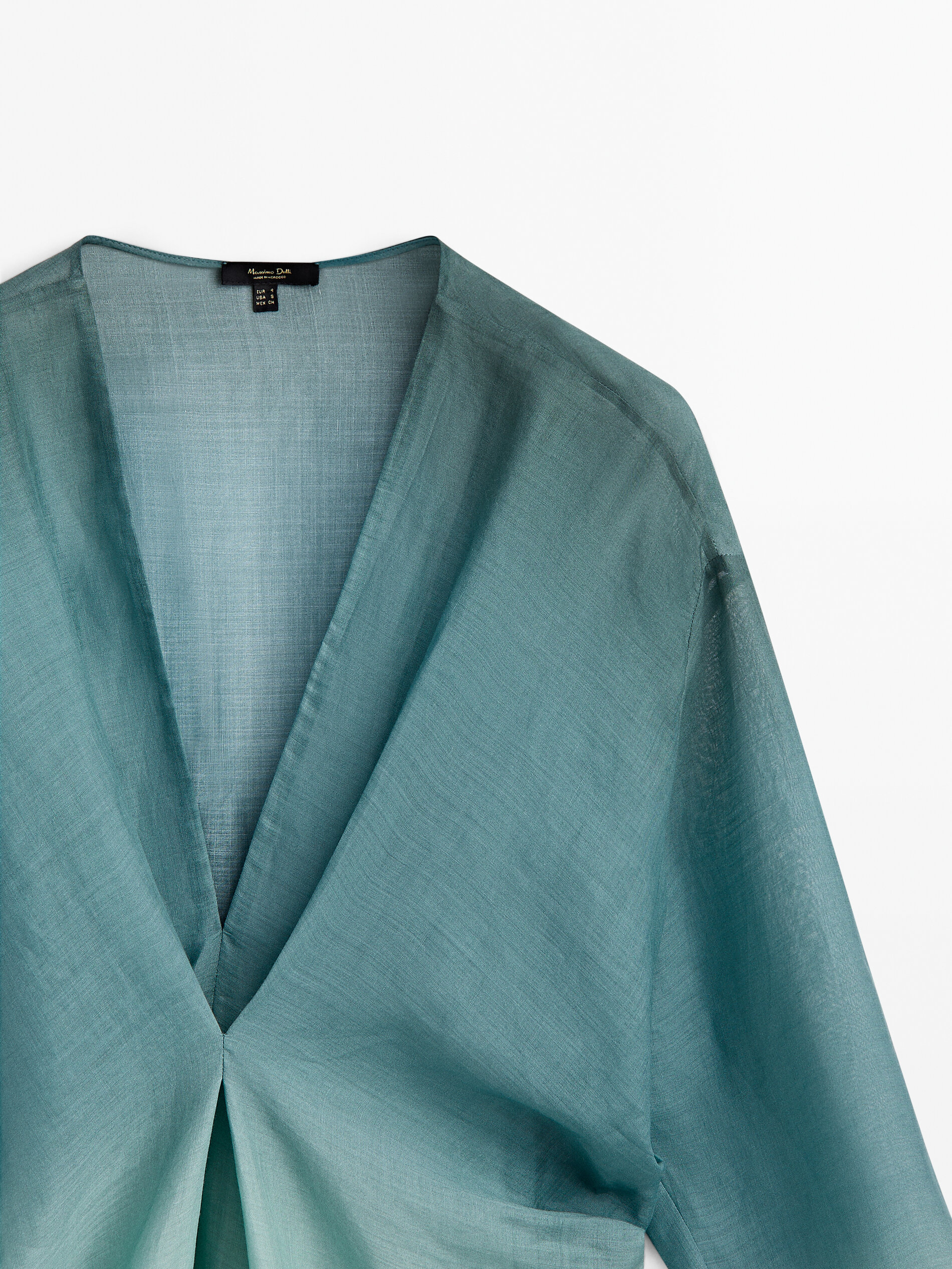 Vestido túnica com pregas graduadas - TURQUESA