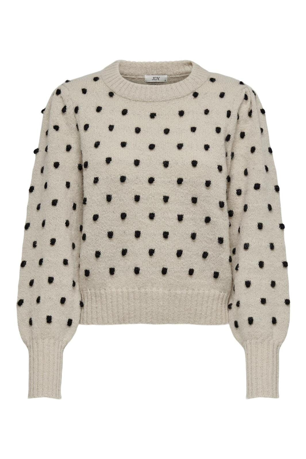 JDY JDYsigrid Life L/S On Puff Pull Knt 4358569 cement w black dots