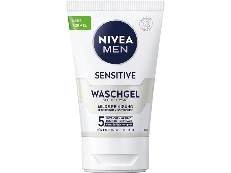 NIVEA MEN Waschgel Sensitive Mild 100 ml Waschgel reinigt effektiv, aber sanft Haut und Bart