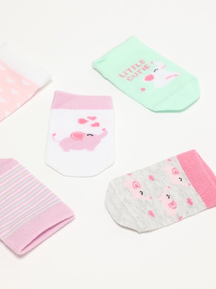 Pacote com 5 pares de meias estampadas - Sortidas