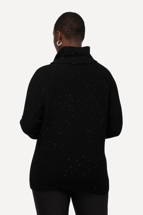 Pullover, Pailletten, Rollkragen, Fledermausarm