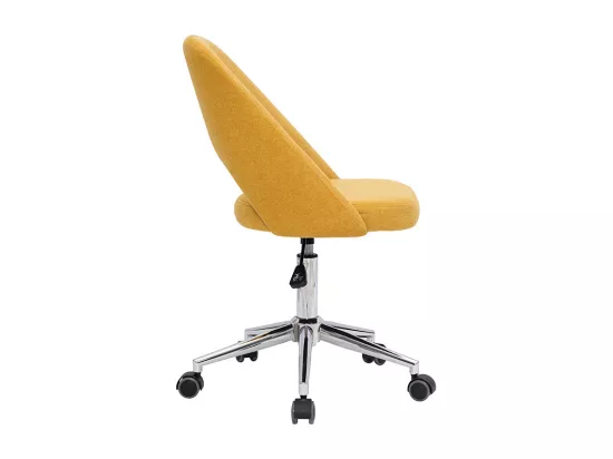 Chaise de bureau à roulettes en tissu effet velours texturé jaune moutarde et acier chromé COSETTE