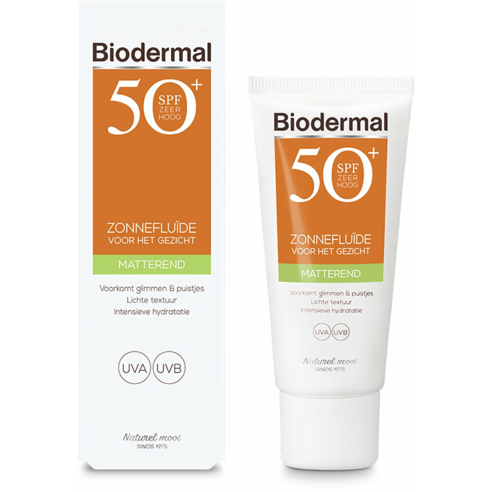 2x Biodermal Zonnefluïde Gezicht Matterend SPF 5040 ml