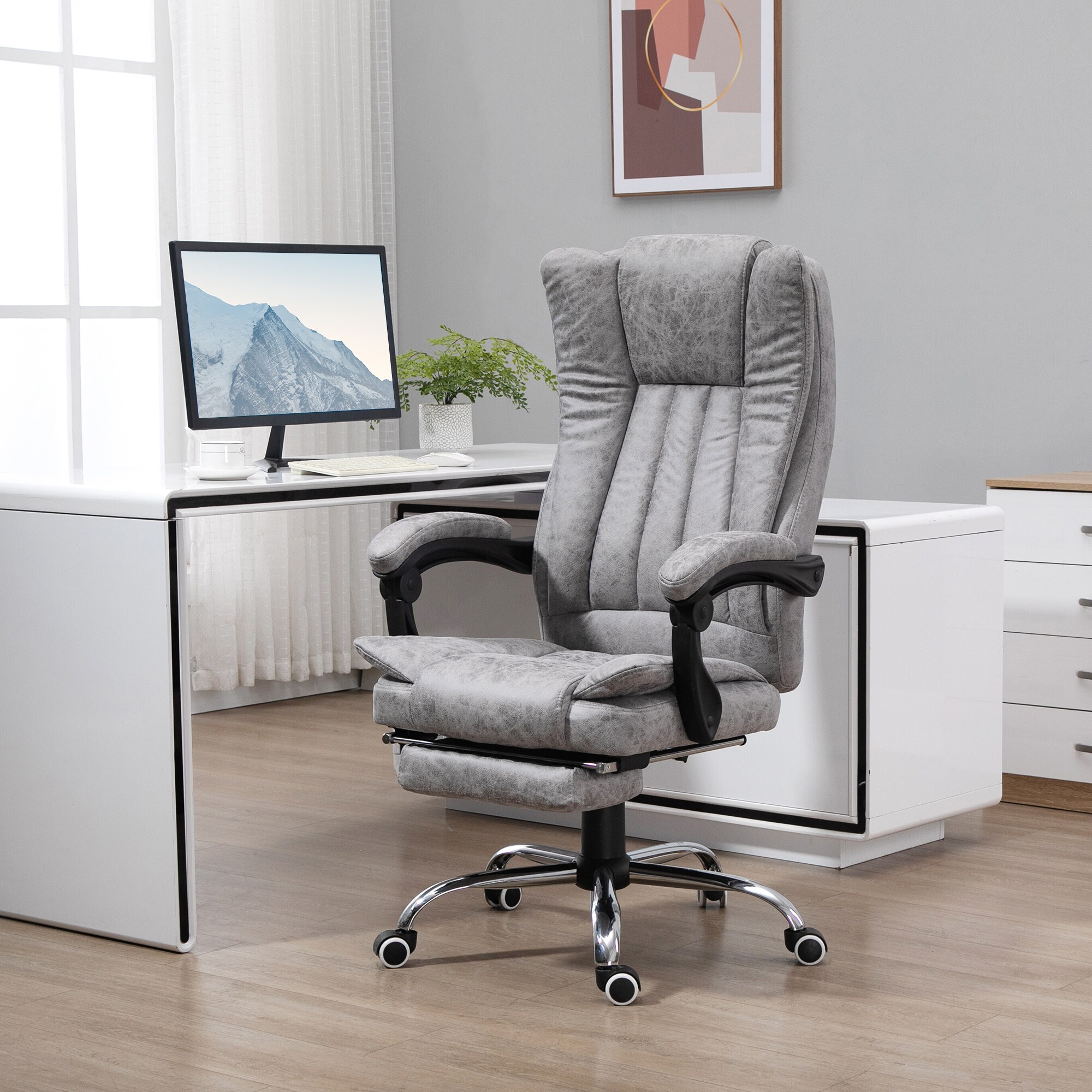 HOMCOM Bürostuhl mit Massage und Heizfunktion grau 62 x 67 x 113-120 cm (LxBxH)